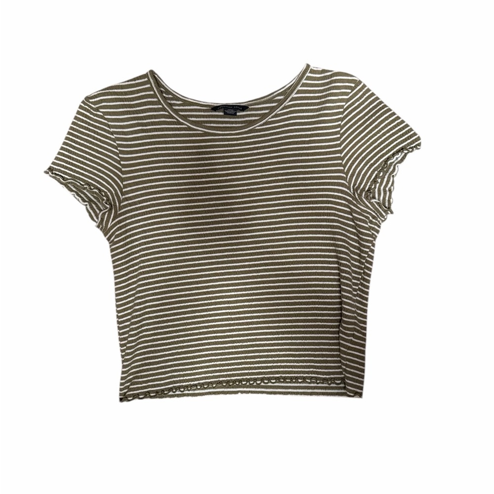 American Eagle Outfitters Olive Striped Crop Top